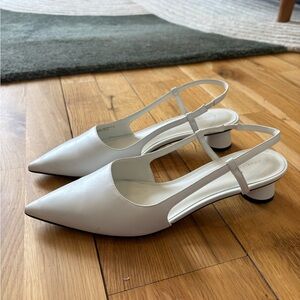 Charles and Keith White Slingback Block Heel Pumps